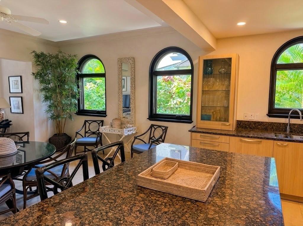 Gourmet kitchen with dining area