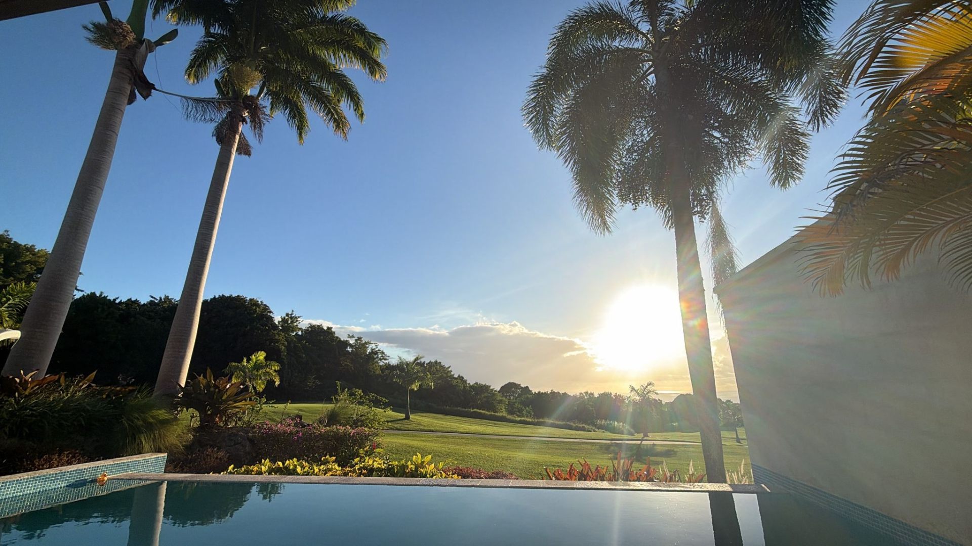 Private infinity pool at sunset